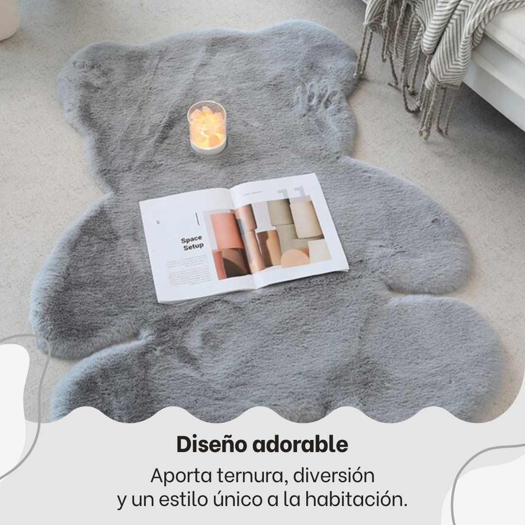 Vista 4 de ALFOMBRA PELUCHE SUAVE EN FORMA DE OSO - COLOR: ROSA